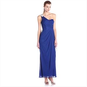 Xscape One Shoulder Gown Dress Sz 2 in Royal Blue